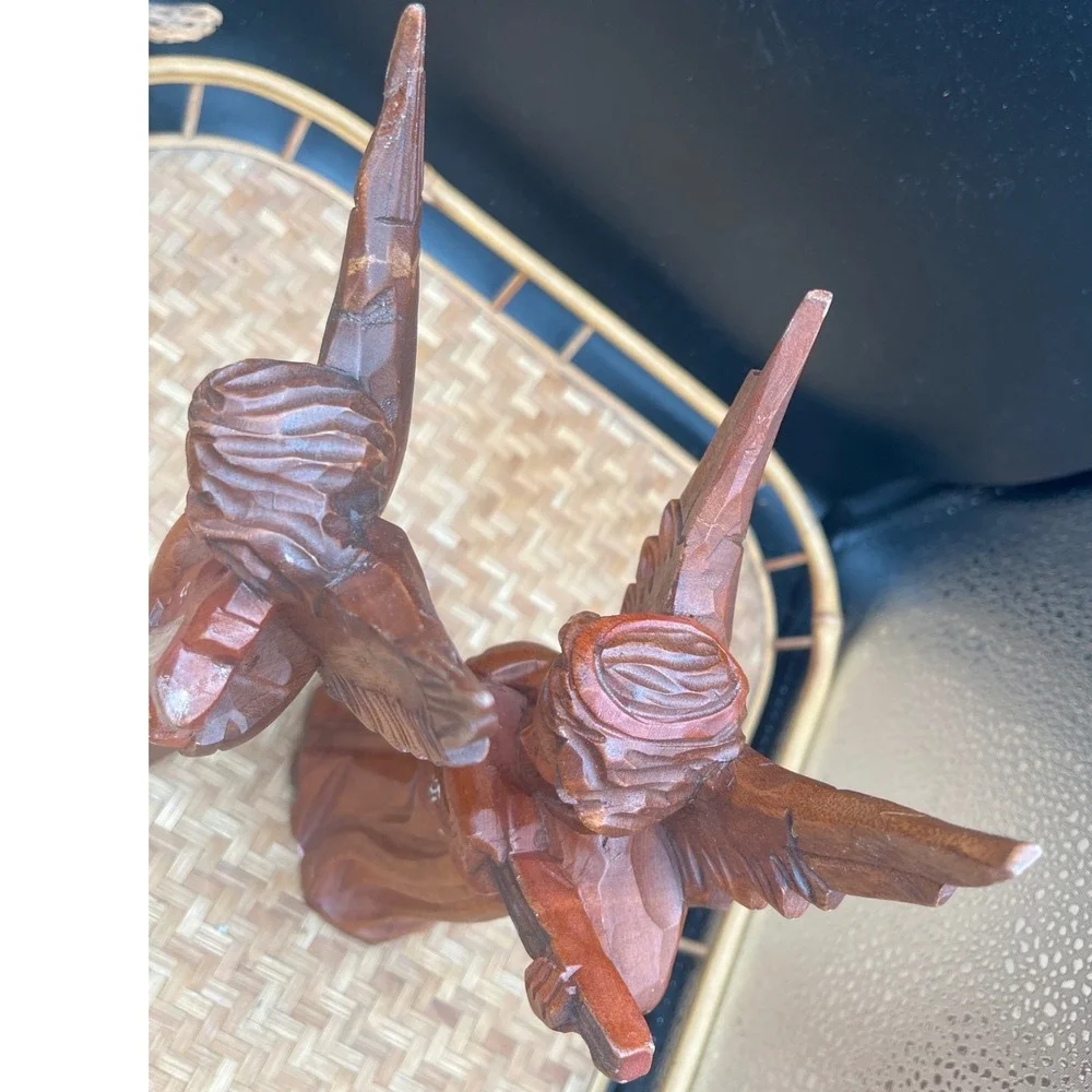Vtg Wood Hand Carved Christmas Angel Figure figurine nativity 9